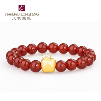 天寶龍鳳足金3D硬金小蘋果轉(zhuǎn)運(yùn)珠手串 愛意與祝福的璀璨信物
